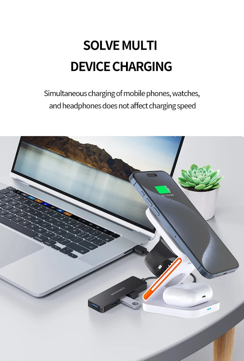 3-in-1 Foldable Magnetic Wireless Charger