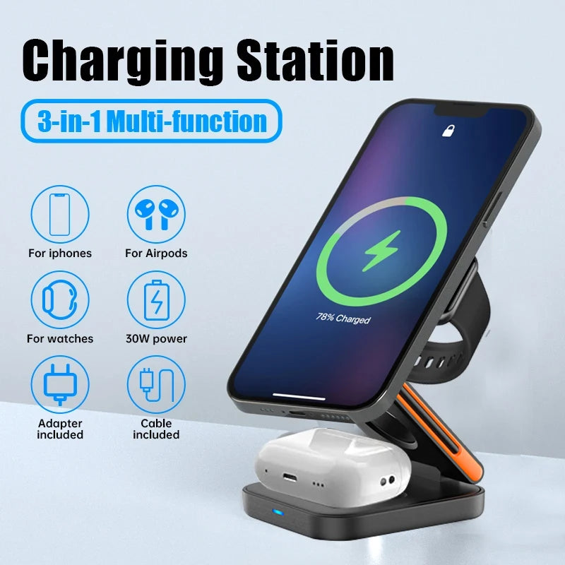 3-in-1 Foldable Magnetic Wireless Charger