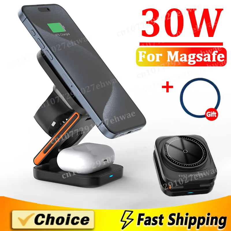 3-in-1 Foldable Magnetic Wireless Charger